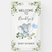 Heart Balloon Elephant Foliage Baby shower Welkom Spandoek (Verticaal)