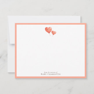 Heart Balloon Nursery Note Card – Personalized Notitiekaartje