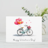 Heart Balloons & Bikes Valentine's Day Feestdagenkaart (Staand voorkant)