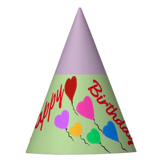 Heart Balloons Birthday Petten Feesthoedjes (Voorkant)