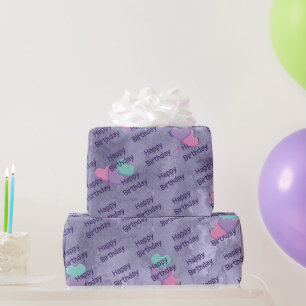 Heart Balloons Birthday Wrapping Paper Cadeaupapier