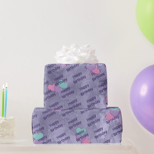 Heart Balloons Birthday Wrapping Paper Cadeaupapier (Feestgeschenken)