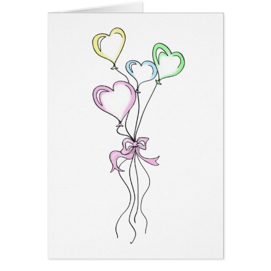 Heart Balloons Bouquet in Pastels Illustratie (Voorkant)