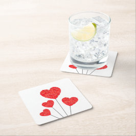 Heart Balloons Illustration Design Kartonnen Onderzetters