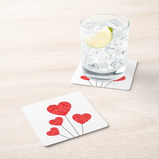 Heart Balloons Illustration Design Kartonnen Onderzetters (Insitu)
