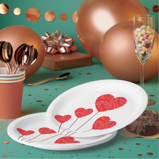 Heart Balloons Illustration Design Papieren Bordje (Multi)