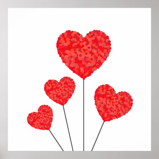 Heart Balloons Illustration Design Poster (Voorkant)