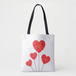 Heart Balloons Illustration Design Tote Bag