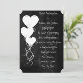 Heart Balloons op een Chalkboardbruiloft Kaart (Staand voorkant)