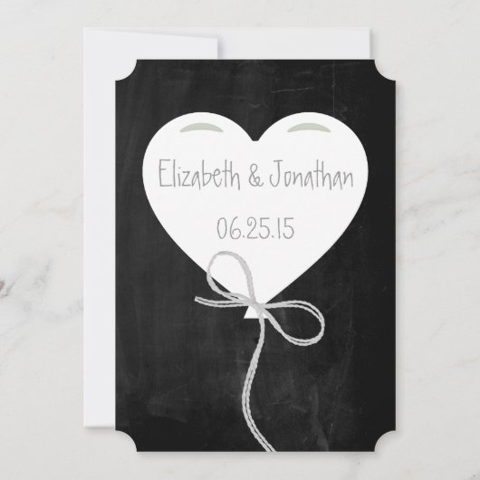 Heart Balloons op een Chalkboardbruiloft Kaart (Achterkant)