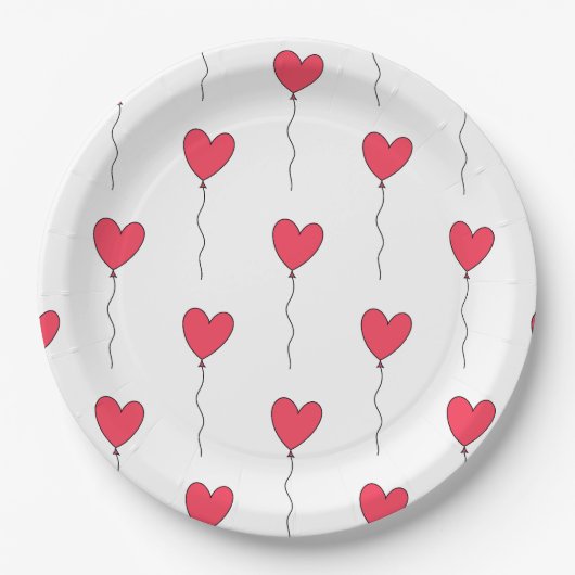Heart Balloons Papieren Bordje (Voorkant)