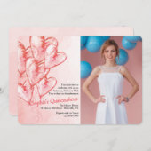 Heart Balloons Quinceañera Kaart (Voorkant / Achterkant)