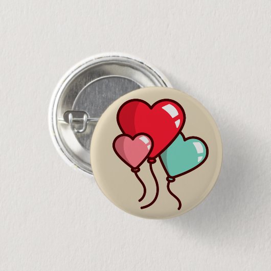 Heart Balloons Ronde Button 3,2 Cm (Voorkant /achterkant)