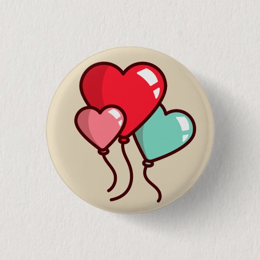 Heart Balloons Ronde Button 3,2 Cm (Voorkant)
