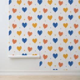 Heart Balloons Star Orange Yellow Blue Cute  Behang