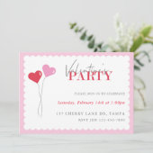 Heart Balloons Valentijnsdag Party Kaart (Staand voorkant)