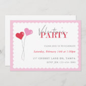 Heart Balloons Valentijnsdag Party Kaart (Voorkant / Achterkant)