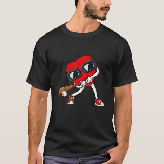 Heart Baseball Valentijnsdag Funny Boys Girls Kind T-shirt (Voorkant)