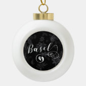 Heart Basel Flag, Bazel, Zwitserland Keramische Bal Ornament (Voorkant)