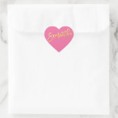 HEART BAT MITZVAH modern roze goud script SAMANTHA Hart Sticker (Tas)
