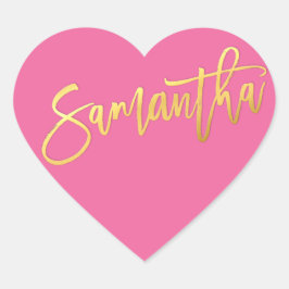 HEART BAT MITZVAH modern roze goud script SAMANTHA Hart Sticker