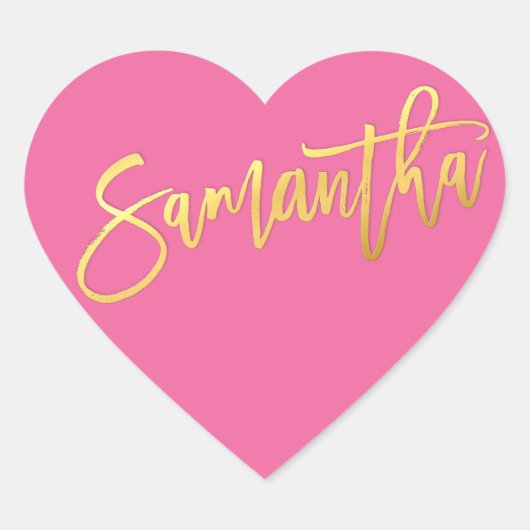 HEART BAT MITZVAH modern roze goud script SAMANTHA Hart Sticker (Voorkant)