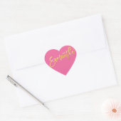 HEART BAT MITZVAH modern roze goud script SAMANTHA Hart Sticker (Envelop)
