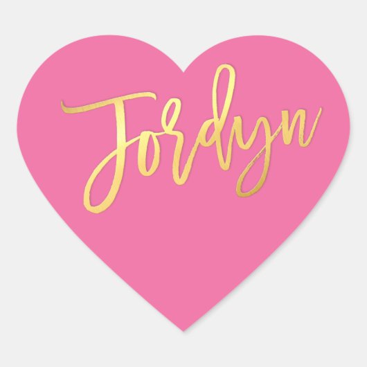 HEART BAT MITZVAH turquoise gouden script JORDYN Hart Sticker (Voorkant)