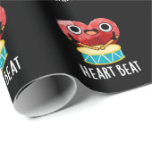 Heart Beat Funny Heart Drummer Pun Dark BG Cadeaupapier (Rol Hoek)
