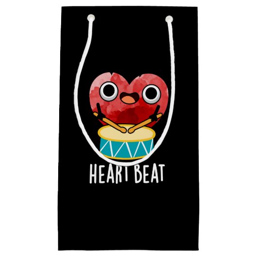 Heart Beat Funny Heart Drummer Pun Dark BG Klein Cadeauzakje (Voorkant)