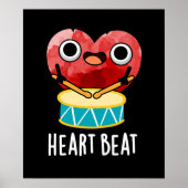 Heart Beat Funny Heart Drummer Pun Dark BG Poster (Voorkant)