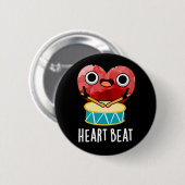 Heart Beat Funny Heart Drummer Pun Dark BG Ronde Button 5,7 Cm (Voorkant /achterkant)