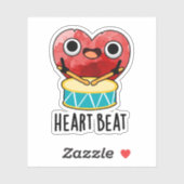Heart Beat Funny Heart Drummer Pun Sticker (Vel)