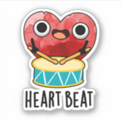 Heart Beat Funny Heart Drummer Pun Sticker (Voorkant)