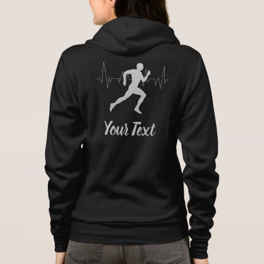 Heart Beat Runner gepersonaliseerd zwart Hoodie (Achterkant)