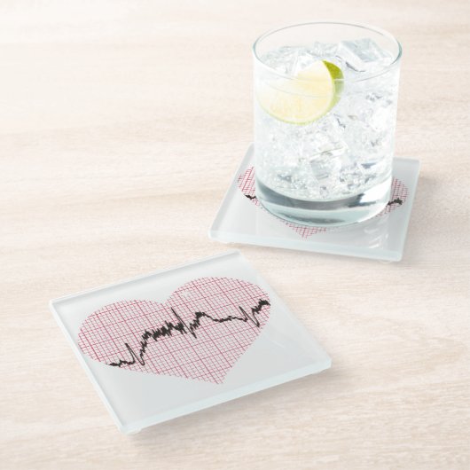 Heart Beat VII Glazen Onderzetter (Schuin)