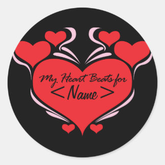 Heart Beats aanpassen voor,<Name> Ronde Sticker