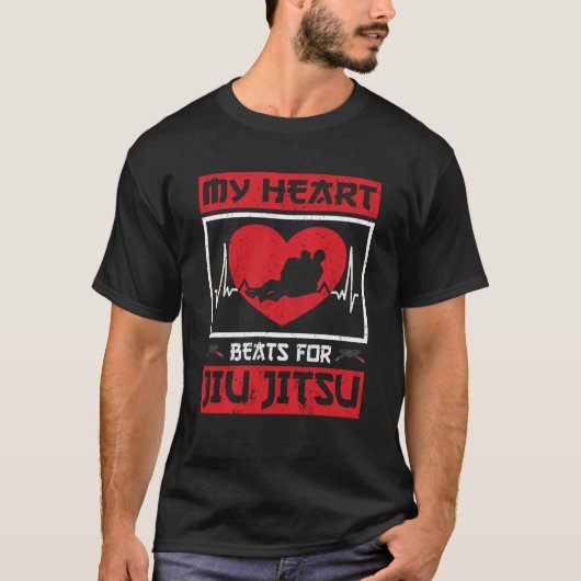 Heart beats for jiu jitsu for jujutsu & brazilian t-shirt (Voorkant)