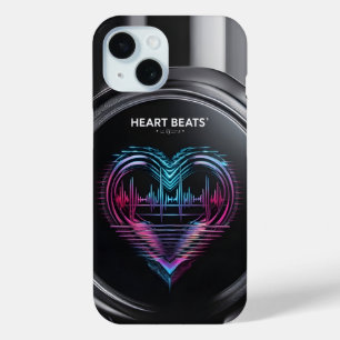 Heart Beats Phone Case – Modern Neon Heart Line De