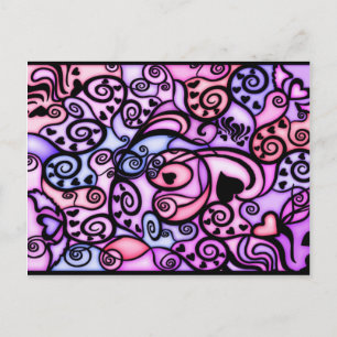 Heart Beats Singing, stijl Glas in lood Briefkaart