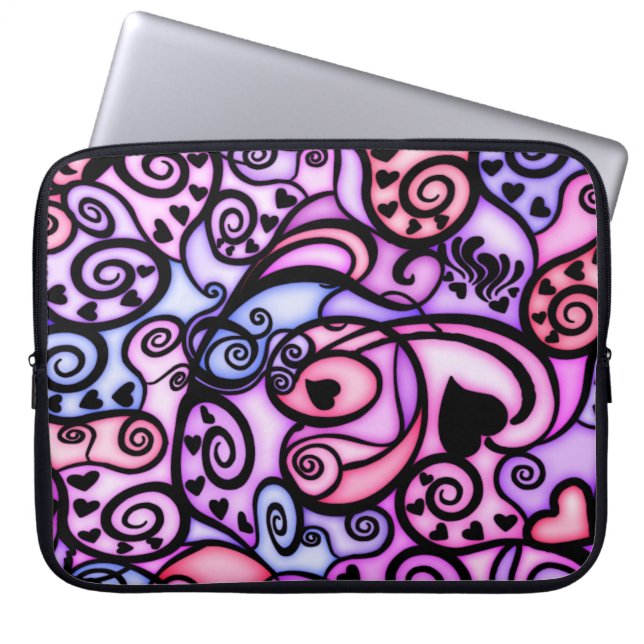 Heart Beats Singing, stijl Glas in lood Laptop Sleeve (Voorkant)