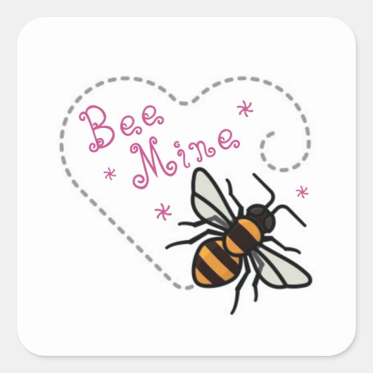 Heart Bee Mine Vierkante Sticker (Voorkant)