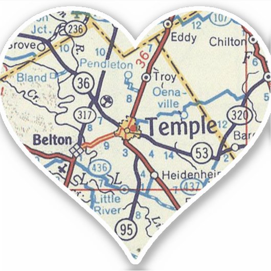 Heart Belton Temple Texas Sticker (Voorkant)