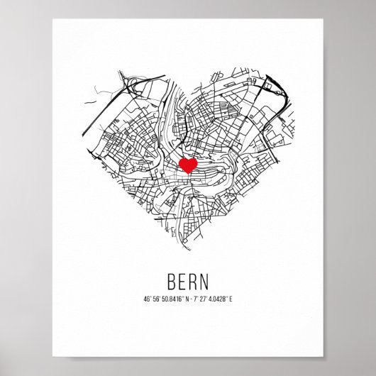Heart Bern City Map (Zwitserland) Poster (Voorkant)
