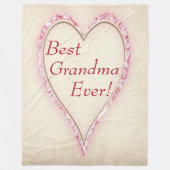 Heart Best Grandma Ever Fleece Deken (Voorkant)