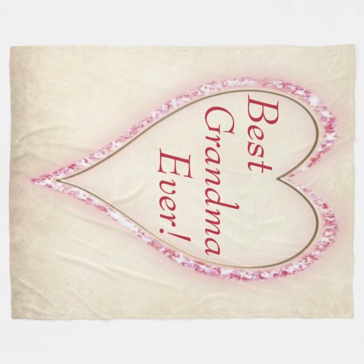 Heart Best Grandma Ever Fleece Deken (Voorkant (Horizontaal))