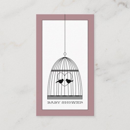  Heart Birdcage Baby shower Ticket Invite Informatiekaartje (Voorkant)