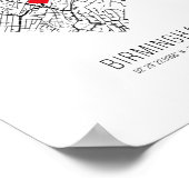 Heart Birmingham City Map (Verenigd Koninkrijk) Poster (Hoek)