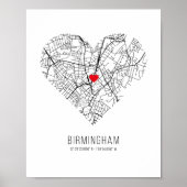 Heart Birmingham City Map (Verenigd Koninkrijk) Poster (Voorkant)