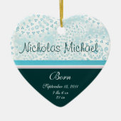 Heart Birth Announcement Keramisch Ornament (Voorkant)